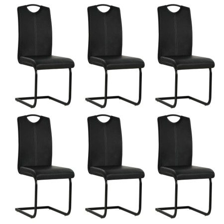 Sillas de comedor voladizas 6 unidades cuero sintético negro de , Sillas de comedor - Ref: Foro24-275463, Precio: 421,82 €, D...