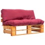 Sofá de jardín de palets con cojines rojos madera de pino de , Sofás de exterior - Ref: Foro24-277445, Precio: 120,07 €, Desc...