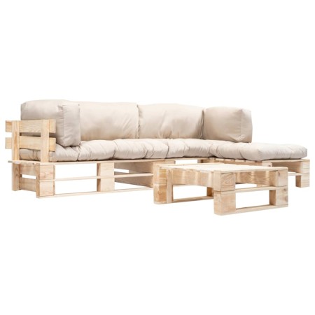 Muebles de palets de jardín con cojines arena 4 piezas madera de , Conjuntos de jardín - Ref: Foro24-277491, Precio: 370,95 €...