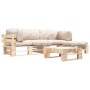 Muebles de palets de jardín con cojines arena 4 piezas madera de , Conjuntos de jardín - Ref: Foro24-277491, Precio: 370,95 €...