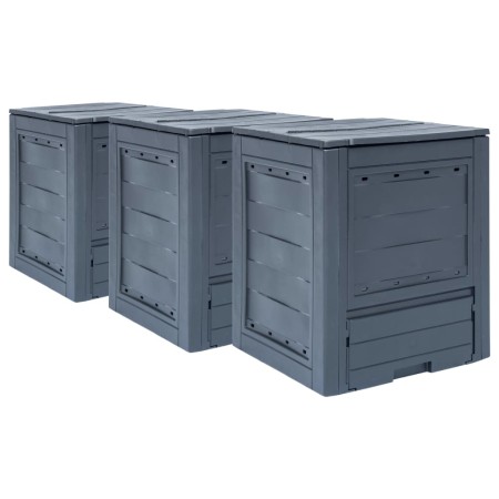 Compostadores de jardín 3 unidades gris 780 L 60x60x73 cm de , Compostadores - Ref: Foro24-278920, Precio: 170,49 €, Descuent...