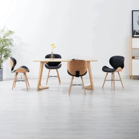 Sillas de comedor 4 uds cuero sintético y madera curvada negro de , Sillas de comedor - Ref: Foro24-279505, Precio: 418,77 €,...