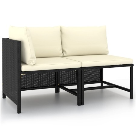 Set de sofás de jardín 2 piezas y cojines ratán sintético negro de , Sofás modulares de exterior - Ref: Foro24-313520, Precio...