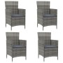 Sillas de jardín 4 unidades con cojines ratán sintético gris de , Sillas de jardín - Ref: Foro24-316690, Precio: 294,96 €, De...