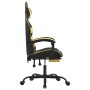 Silla gaming giratoria reposapiés cuero sintético negro dorado de , Sillones para videojuegos - Ref: Foro24-349557, Precio: 1...