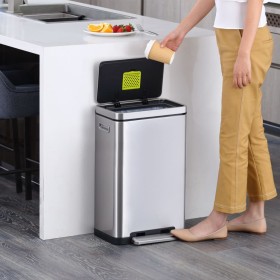 EKO Cubo de basura con pedal X-Cube 30 L plateado mate de , Contenedores de residuos - Ref: Foro24-439997, Precio: 127,28 €, ...