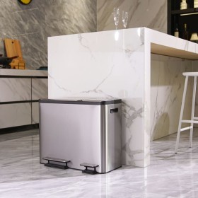 EKO Cubo de pedal EcoCasa 3x15 L plateado mate de , Contenedores de residuos - Ref: Foro24-440011, Precio: 133,85 €, Descuent...