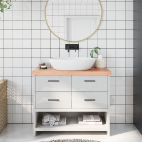 Encimera baño madera maciza tratada marrón claro 100x30x(2-6)cm de , Encimeras - Ref: Foro24-3156127, Precio: 62,16 €, Descue...