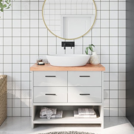 Encimera baño madera maciza tratada marrón claro 100x30x(2-6)cm de , Encimeras - Ref: Foro24-3156127, Precio: 62,16 €, Descue...