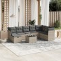 Set muebles jardín 9 pzas y cojines ratán sintético gris claro en Conjuntos de jardín | Comprar online en Foru.es