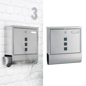 HI Buzón con compartimento de periódicos acero inox 30,5x9,6x33,5 cm de , Ranuras de correo - Ref: Foro24-445595, Precio: 39,...