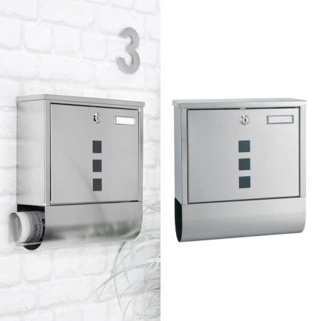 HI Buzón con compartimento de periódicos acero inox 30,5x9,6x33,5 cm de , Ranuras de correo - Ref: Foro24-445595, Precio: 39,...