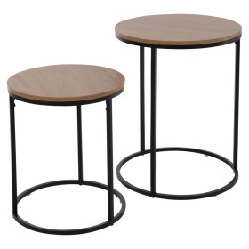 H&S Collection Mesas auxiliares 2 pzas superficie madera natural negro de , Mesas auxiliares - Ref: Foro24-445878, Precio: 55...