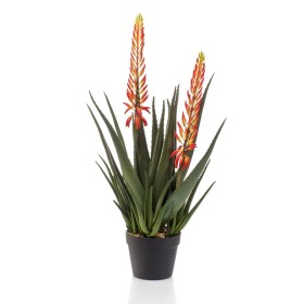 Emerald Aloe artificial con 2 flores en maceta 80 cm de , Flora artificial - Ref: Foro24-444655, Precio: 121,93 €, Descuento: %
