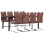 Juego de comedor 9 piezas piel de ante artificial marrón de , muebles para cocinas y comedores - Ref: Foro24-3053174, Precio:...