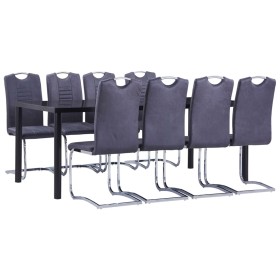 Juego de comedor 9 piezas piel de ante artificial gris de , muebles para cocinas y comedores - Ref: Foro24-3053176, Precio: 7...