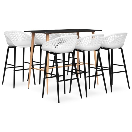 Mesa alta y taburetes de bar 7 piezas negro y blanco de , muebles para cocinas y comedores - Ref: Foro24-3057474, Precio: 512...