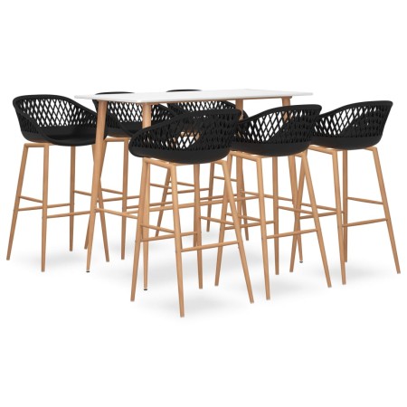 Mesa alta y taburetes de bar 7 piezas blanco y negro de , muebles para cocinas y comedores - Ref: Foro24-3057448, Precio: 558...
