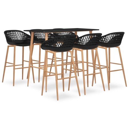 Mesa alta y taburetes de bar 7 piezas negro de , muebles para cocinas y comedores - Ref: Foro24-3057476, Precio: 582,59 €, De...