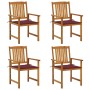 Sillas de jardín con cojines 4 unidades madera maciza de acacia de , Sillas de jardín - Ref: Foro24-3061186, Precio: 321,74 €...