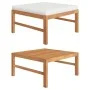 Reposapiés con cojín crema madera maciza de teca de vidaXL, Sofás modulares de exterior - Ref: Foro24-316106, Precio: 84,65 €...