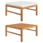 Reposapiés con cojín crema madera maciza de teca de vidaXL, Sofás modulares de exterior - Ref: Foro24-316106, Precio: 87,36 €...