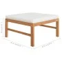 Reposapiés con cojín crema madera maciza de teca de vidaXL, Sofás modulares de exterior - Ref: Foro24-316106, Precio: 84,65 €...