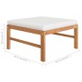 Reposapiés con cojín crema madera maciza de teca de vidaXL, Sofás modulares de exterior - Ref: Foro24-316106, Precio: 87,36 €...