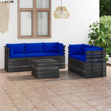 Muebles de palets de jardín 6 piezas cojines madera maciza pino de , Conjuntos de jardín - Ref: Foro24-3061897, Precio: 581,6...