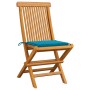 Sillas de jardín 4 uds con cojines azules madera de teca de , Sillas de jardín - Ref: Foro24-3062572, Precio: 251,01 €, Descu...