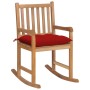 Silla mecedora de madera maciza de teca con cojín rojo de , Sillas de jardín - Ref: Foro24-3062778, Precio: 162,81 €, Descuen...