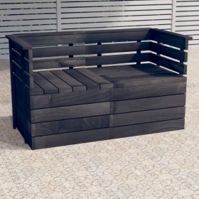 Sofá de palés de jardín 2 plazas madera maciza pino gris oscuro de , Conjuntos de jardín - Ref: Foro24-3063735, Precio: 155,9...