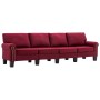 Sofá de 4 plazas de tela color vino tinto de , Sofás - Ref: Foro24-287178, Precio: 456,91 €, Descuento: %