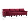 Sofá de 4 plazas de tela color vino tinto de , Sofás - Ref: Foro24-287178, Precio: 456,91 €, Descuento: %