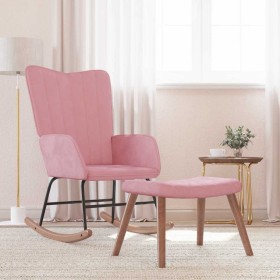 Silla mecedora con reposapiés terciopelo rosa de , Mecedoras - Ref: Foro24-327758, Precio: 159,56 €, Descuento: %