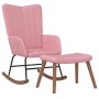 Silla mecedora con reposapiés terciopelo rosa de , Mecedoras - Ref: Foro24-327758, Precio: 159,56 €, Descuento: %