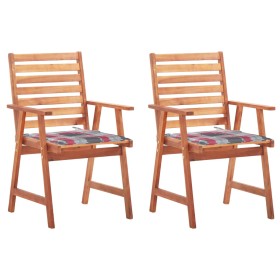 Sillas comedor de jardín 2 uds madera maciza acacia y cojines de , Sillas de jardín - Ref: Foro24-3064333, Precio: 160,29 €, ...