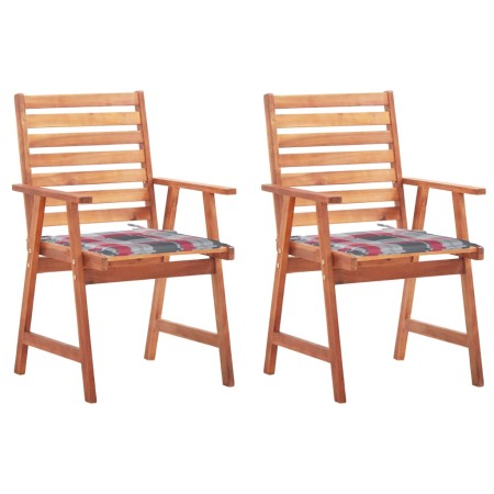 Sillas comedor de jardín 2 uds madera maciza acacia y cojines de , Sillas de jardín - Ref: Foro24-3064333, Precio: 160,29 €, ...