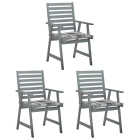 Sillas comedor de jardín 3 uds madera maciza acacia y cojines de , Sillas de jardín - Ref: Foro24-3064442, Precio: 292,41 €, ...