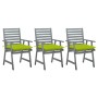 Sillas comedor de jardín 3 uds madera maciza acacia y cojines de , Sillas de jardín - Ref: Foro24-3064454, Precio: 288,73 €, ...