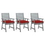 Sillas comedor de jardín 3 uds madera maciza acacia y cojines de , Sillas de jardín - Ref: Foro24-3064449, Precio: 288,73 €, ...