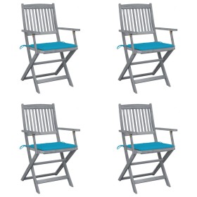 Sillas de jardín plegables 4 uds cojines madera maciza acacia de , Sillas de jardín - Ref: Foro24-3064513, Precio: 185,54 €, ...