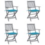 Sillas de jardín plegables 4 uds cojines madera maciza acacia de , Sillas de jardín - Ref: Foro24-3064513, Precio: 185,54 €, ...