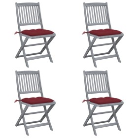 Sillas de jardín plegables 4 uds cojines madera maciza acacia de , Sillas de jardín - Ref: Foro24-3064587, Precio: 207,08 €, ...