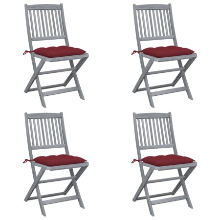 Sillas de jardín plegables 4 uds cojines madera maciza acacia de , Sillas de jardín - Ref: Foro24-3064587, Precio: 207,08 €, ...