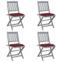 Sillas de jardín plegables 4 uds cojines madera maciza acacia de , Sillas de jardín - Ref: Foro24-3064587, Precio: 207,08 €, ...