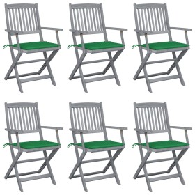 Sillas de jardín plegables 6 uds cojines madera maciza acacia de , Sillas de jardín - Ref: Foro24-3065412, Precio: 299,16 €, ...