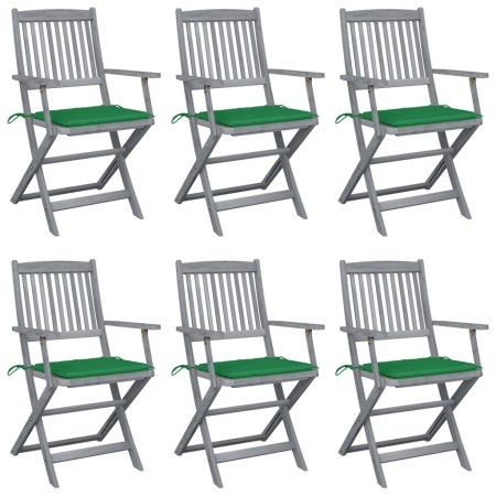 Sillas de jardín plegables 6 uds cojines madera maciza acacia de , Sillas de jardín - Ref: Foro24-3065412, Precio: 299,16 €, ...