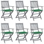 Sillas de jardín plegables 6 uds cojines madera maciza acacia de , Sillas de jardín - Ref: Foro24-3065412, Precio: 299,16 €, ...