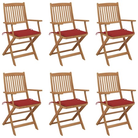Sillas de jardín plegables 6 uds y cojines madera maciza acacia de , Sillas de jardín - Ref: Foro24-3065467, Precio: 391,30 €...